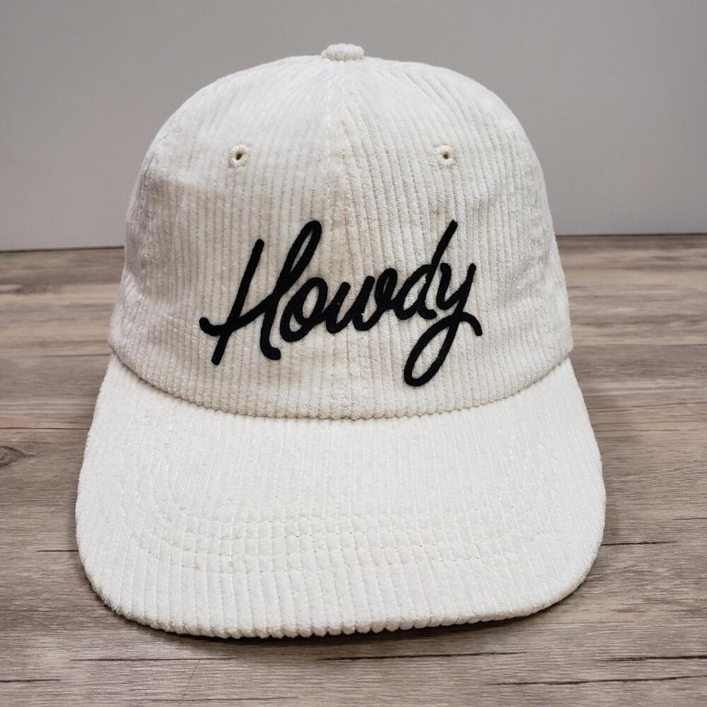 Frankie Jean Howdy Hat Cap Strap Back Mens One Size White Corduroy Western